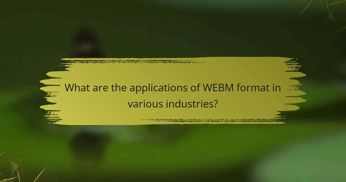 What are the applications of WEBM format in various industries?