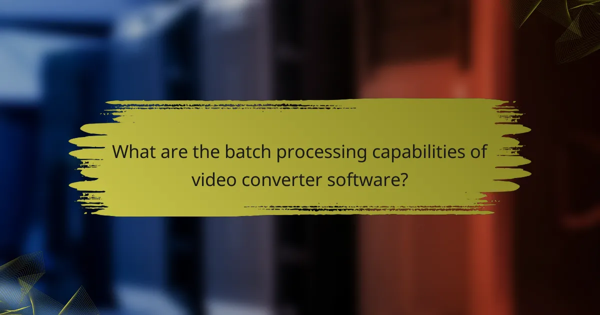 What are the batch processing capabilities of video converter software?