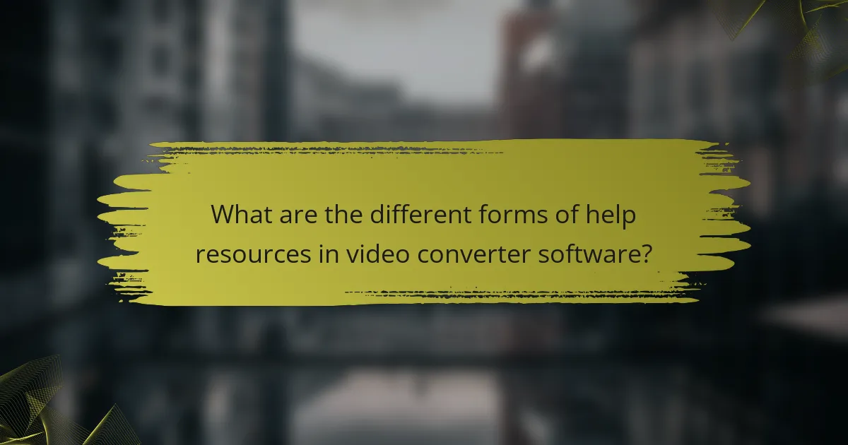 What are the different forms of help resources in video converter software?