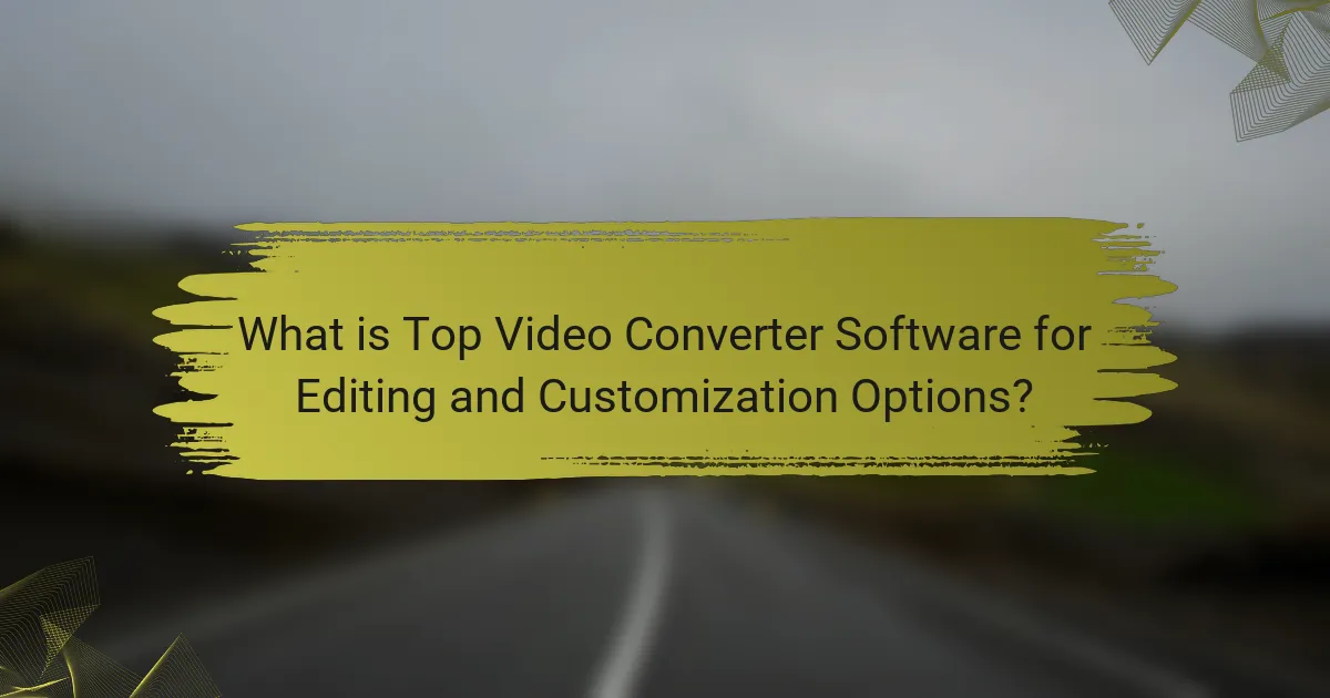 What is Top Video Converter Software for Editing and Customization Options?