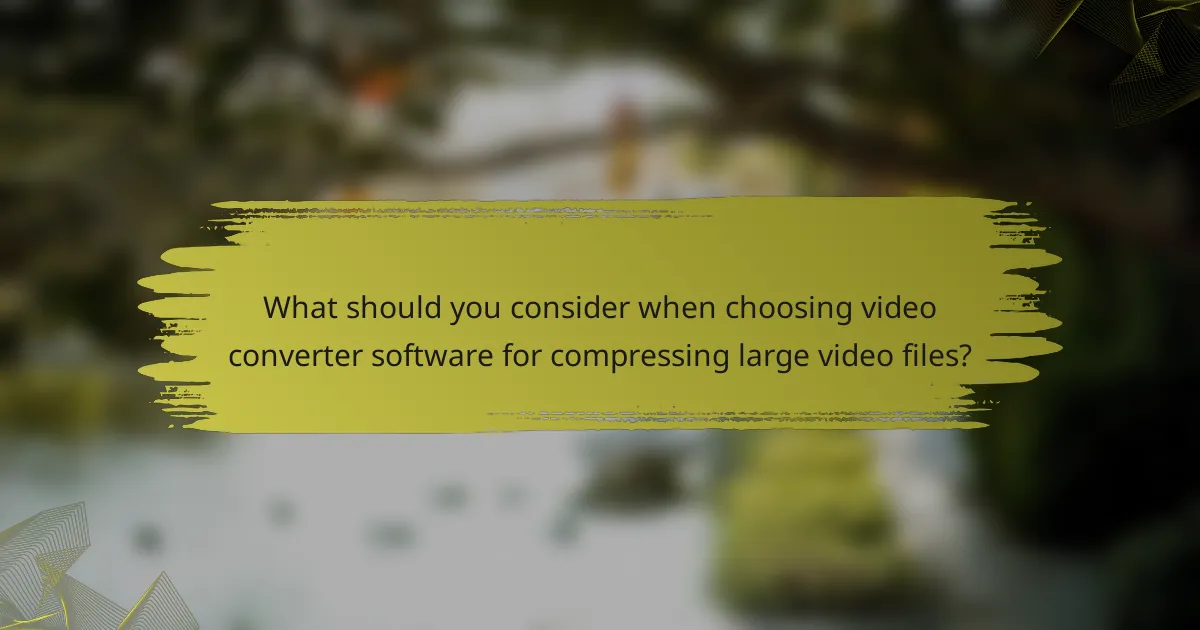 What should you consider when choosing video converter software for compressing large video files?