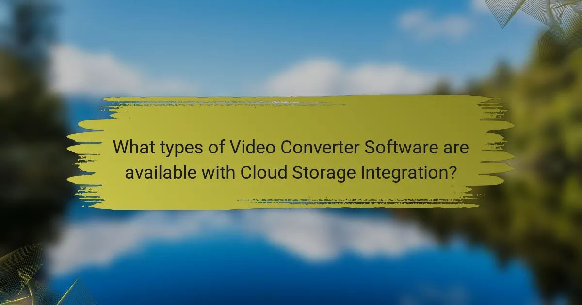 What types of Video Converter Software are available with Cloud Storage Integration?